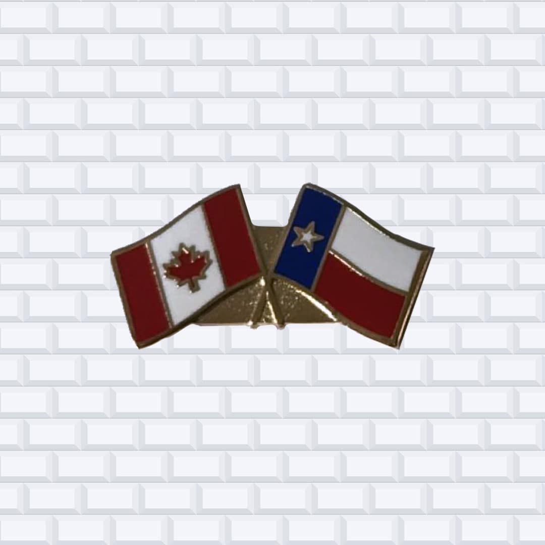 Canada and Texas Hard Enamel Flag Pin